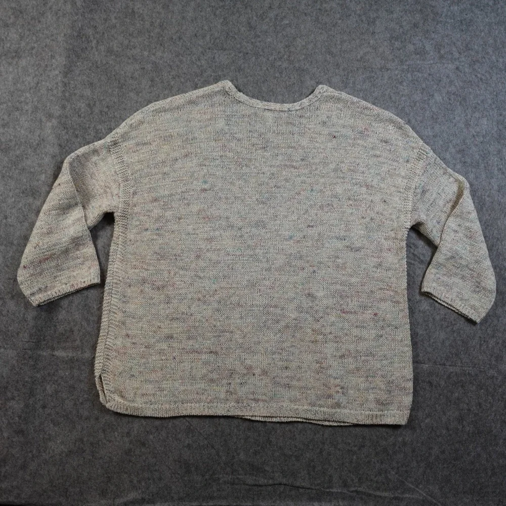 J. Jill Sweater Womens Medium Petite V Neck Knit Marled‎ Multicolor Long Sleeve